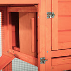 PawHut - Clapier à lapin en bois résistant aux intempéries 48 po avec toit incliné et enclos extérieur rouge-Grillage robuste pour garder vos lapins à l’intérieur et en sécurité tout en empêchant l’entrée d’autres animaux 