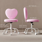 HOMCOM Heart Love Shaped Office Chair with Adjustable Height - Pink-Covered with linen fabric for a soft touch