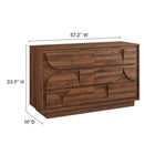 Modway Bulwark 6-Drawer Dresser - Walnut-Geometric Motifs