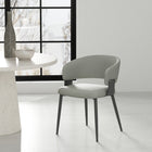 Manhattan Comfort - Chaise de salle à manger moderne Luce 22 po en similicuir texturé, coloris gris pierre-Revêtu d’un similicuir texturé luxueux avec des finitions de couture raffinées