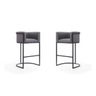 Manhattan Comfort Cosmopolitan 23.7" Mid-Century Modern Faux Leather Upholstered Bar Stool - Grey and Black - 2 Pack-Mid-Century Modern Barstool with Backseat Perfect for Bar and Kitchen Use. Set of 2