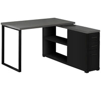 Monarch Specialties 7433 Computer Desk - Black/Grey Top Left/Right Facing Corner-This versatile l shape computer desk with left or right setup options is perfect for the modern home office with its fashionable style.