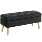 HOMCOM - Banc ottoman de rangement rembourré avec pieds en bois - noir-Élégant et chic, ce banc sublime tout espace de vie   