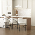 Manhattan Comfort Gracie 22" Modern Leatherette Upholstered Counter Stool - White and Black - 3 Pack-Frame and Legs Features Choice of Fully Welded Black Steel or Gold Stainless Steel
