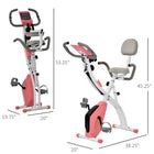 Soozier - Vélo D’Exercice Pliant 3 En 1 Avec Résistance Magnétique À 8 Niveaux - Rose-Comprend une paire de cordes de tension pour améliorer la force du haut du corps  