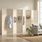 HOMCOM 8-Panel Freestanding Room Divider with Pegboard Panel for Indoor Bedroom Office - Natural-Folding design for easy to create a new look and space-saving to store 
