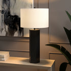 Hudson&Canal - Lampe de table Warren de 69 cm de haut avec abat-jour en tissu, - Bronze noirci/blanc-Comprend un cordon de 6 pieds avec interrupteur à la prise