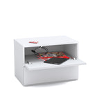 Nexera Avenue Nightstand With 1-Drawer And Folding Door - White-Convenient bottom drawer on metal slides