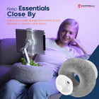 ShoppingAll 2-in-1 Tablet Holder with Detachable Plush Cushion for 4.7"-13" Phone/Tablet - Grey-Built-In Storage for Added Convenience - Comes with a detachable storage bowl, perfect for holding snacks, remotes, power banks, or small accessories while you watch, study, or work.