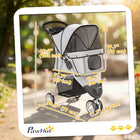 PawHut Deluxe 3-Wheel Pet Stroller with Brake, Canopy, Cupholders - Grey-Strong construction withstands everyday wear and tear
