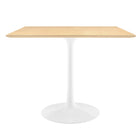 Modway Lippa 36" Square Wood Dining Table - White Natural-Wood Grain Veneer