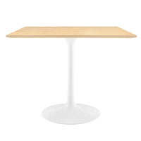 Modway Lippa 36" Square Wood Dining Table - White Natural-Wood Grain Veneer