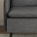 HOMCOM - Fauteuil moderne avec large assise lounge - pieds en acier - capitonné à boutons pour chambre - gris foncé-Hauteur de l’assise : 16,9 po (43 cm) 

