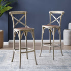 Modway Gear Bar Stool - Grey-Woven Rattan Set
