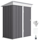 Outsunny Small Outdoor Storage Shed with Adjustable Shelf - 5' x 3' - Grey-Small outdoor storage shed so you can store lawn care equipment and garden tools 