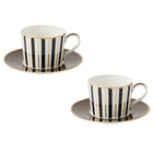 Maxwell & Williams Regency Black Can Shape Teacup and Saucer - 240 ml - 2 Pack-Handwashing Recommended
