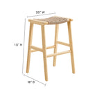 Modway - Saoirse Tabouret de bar en bois de corde tressée - Naturel naturel - Ensemble de 2-Conception du tressage en panier