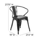 Flash Furniture – Chaise en métal avec accoudoirs pour l’intérieur et l’extérieur, noir (CH31270BK)-S'empile jusqu'à 8 chaises de hauteur