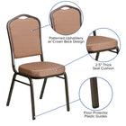 Flash Furniture – Chaise banquet empil Hercules, dos couronne, tissu diamant doré, siège 2,5 po, struct. dorée, 4/pqt-Panneau arrière sans couture