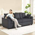 HOMCOM - Canapé 3 places en velours côtelé avec 8 coussins amovibles - gris foncé-Offre une largeur d’assise généreuse de 68,5 po (174 cm), pouvant accueillir facilement trois personnes 