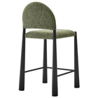 Modway Hayley Upholstered Fabric Counter Stool - Black Leaf-Adjustable Non-Marking Floor Glides
