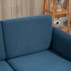 HOMCOM 56" Loveseat Sofa with Wooden Legs - Blue-Zipped cushion cover for easy cleanup