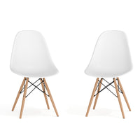 Flash Furniture Elon Series Plastic Chair with Wooden Legs - White - 2 Pack-Set of 2 Plastic Side Chair