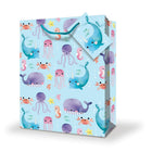 Millbrook Studios Juvenile Birthday Gift Bags - Jumbo - Ocean - 12 Pack (47620)-Gloss finish printed on both sides