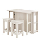 Modway Meadowbrook 3-Piece Kitchen Island and Stool Set - White Maple-10