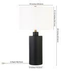 Hudson&Canal Carlina 25" Tall Ceramic Table Lamp with Fabric Shade - Matte Black/White-Includes a 6 ft. cord with rotary socket switch