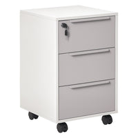 HOMCOM 3-Drawer Vertical Letter/A4 Filing Cabinet with Lock - Grey-Central locking system on drawers keeps documents safe and secure with a single turn of the key
