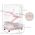 PawHut 45" H 4-Level Small Pet Cage with Slide-out Tray - Pink-Platforms and ramps are included for a fun and happy life 