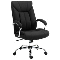 Vinsetto - Chaise de bureau en lin avec accoudoirs - noir-Conception ergonomique à haut dossier avec épaisse garniture pour plus de confort
