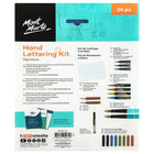 Mont Marte Signature Hand Lettering 26-Piece Set-Complete 26-Piece Kit: Includes 3 brush tip calligraphy markers, 2 fountain pens, 8 coloured ink cartridges, 1 ink pump, 4 real brush markers, 2 graphite pencils, instruction booklet and practice sheets
