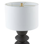 Hudson&Canal - Lampe de table Cassian 63 cm de haut avec abat-jour en tissu - Noir mat/laiton/blanc-Conçu pour une ampoule à incandescence de 60 W - ampoule LED de 9 W, ampoule fluorescente (CFL) de 13 W ou ampoule LED à ballast automatique de 9 W, ampoule à culot E26, ampoule non incluse