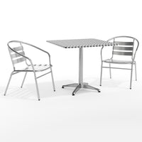 Flash Furniture – Table carrée de 31,5 po en aluminium avec 2 sièges à traverses, intérieur/extérieur (TLH32SQ017BCHR2)-Aluminium, plastique, acier inoxydable