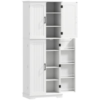 HOMCOM 64" H Pantry Cabinet with Adjustable Shelves - White-Organize items with 10 compartments and four adjustable shelves for versatile storage 
