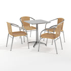 Flash Furniture – Table carrée de 23,5 po en aluminium/4 chaises en rotin beige, intérieur/extérieur TLH-ALUM-24SQ-020BGECHR4-GG-Aluminium, plastique, rotin, acier inoxydable