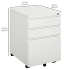Vinsetto - Classeur en acier à 3 tiroirs pour documents format lettre/A4 avec serrure et roulettes - blanc-5 roulettes, dont 2 verrouillables et 1 roulette centrale de soutien pour plus de sécurité   
