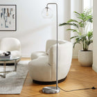 Modway Silo Glass Globe Glass and Metal Floor Lamp - Satin Nickel-Transparent Shade
