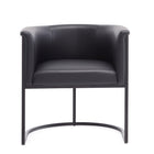 Manhattan Comfort - Chaise de salle à manger Cosmopolitan 24 po style milieu du siècle moderne, rembourrée en similicuir - Noir-Demi-cercle à design ouvert avec finition dossier serré