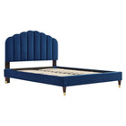 Modway Daisy Performance Velvet Queen Platform Bed - Navy-Wood Slat Support System