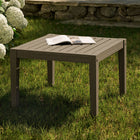 Modway Northlake Square Outdoor Patio Teak Side Table - Weathered Grey-Non-Marking Floor Glides