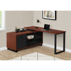 Monarch Specialties 7713 72" Computer Desk - Cherry/Black Executive Corner-Open and closed storage options include 2 open shelves with 1 shelf panel and 2 large storage drawers