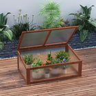 Outsunny châssis froid en bois 39 po L x 26 po l x 16 po H avec couvercle supérieur ouvrable et incliné, brun-Aération supérieure pour un air frais  
