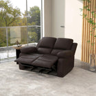 HOMCOM - Canapé inclinable double en cuir PU avec accoudoirs - brun-Coussin d’assise avec mousse haute densité, ressorts en S et bande élastique pour plus de résilience 