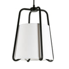 Hudson&Canal Marduk 11" Wide Pendant with Fabric Shade - Blackened Bronze/White-Paired with a white drum fabric shade