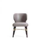Manhattan Comfort Strine 21.65" Modern Velvet and Leatherette Upholstered Dining Chair - Dark Taupe-Rounded Back Seat with Gold Trimming Outline