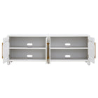 Hudson&Canal Chabot TV Stand for TV's up to 75" - White-Clean with a soft, dry cloth and no harsh chemicals or abrasive cleaning materials
