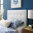 Modway Emily Upholstered Vinyl Twin Headboard - White-Deep inset buttons